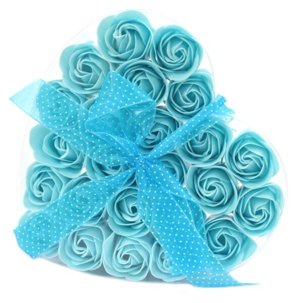 Soap Flowers - Heart Box - Blue