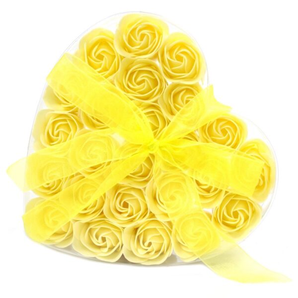 Soap Flowers - Heart Box - Yellow
