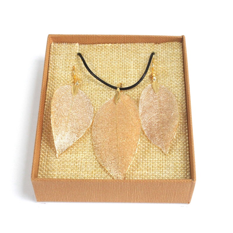 real-leaf-jewellery-set-gold Real Leaf Jewellery - Gold