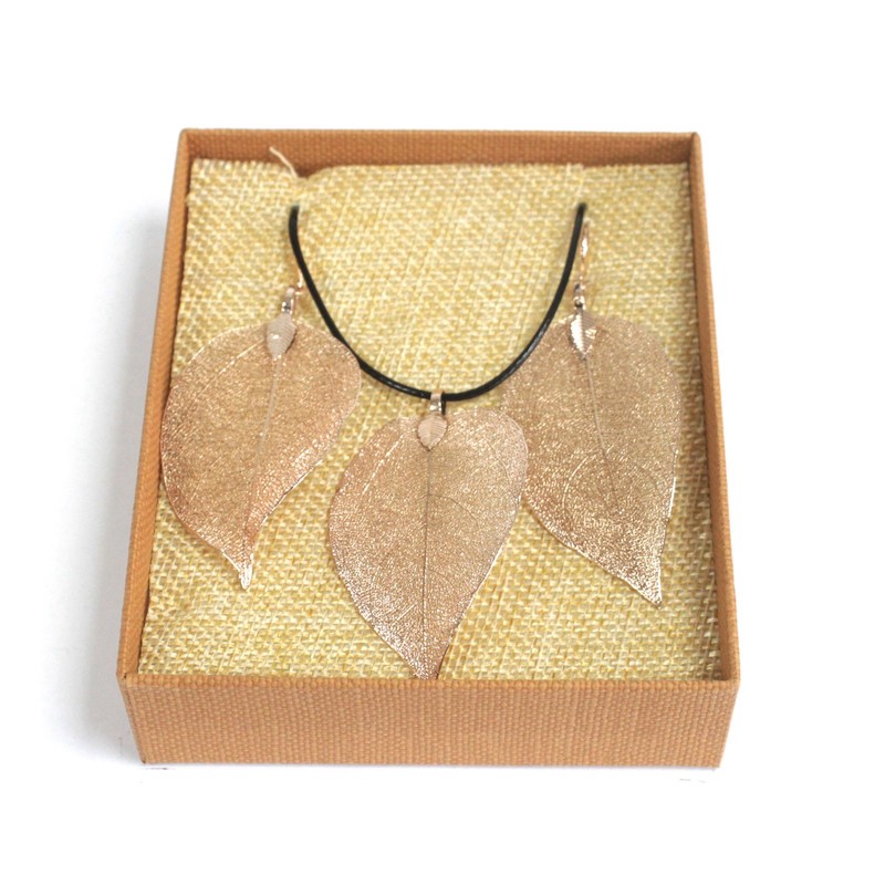 real-leaf-jewellery-set-rose-gold Real Leaf Jewellery - Rose gold